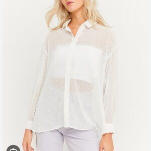 BANANA REPUBLIC Sheer Collared Dot Shirt